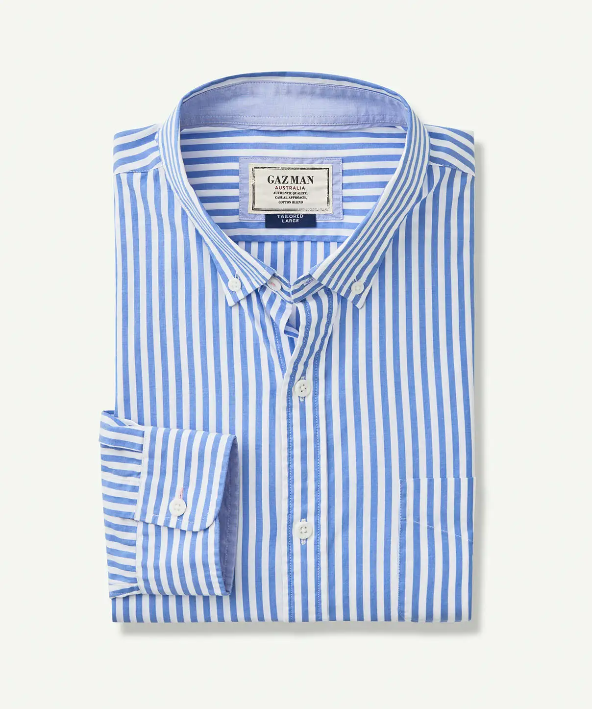 Gazman Tailored Casual Stretch Stripe Long Sleeve Shirt - Marine Blue 4 Gazman Tailored Casual Stretch Stripe Long Sleeve Shirt - Marine Blue - Image 2