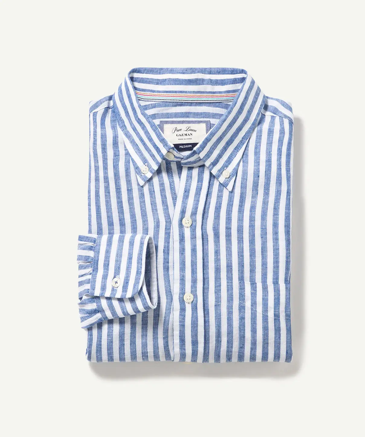 Gazman Linen Bengal Stripe Long Sleeve Shirt - Surf 4 Gazman Linen Bengal Stripe Long Sleeve Shirt - Surf - Image 2