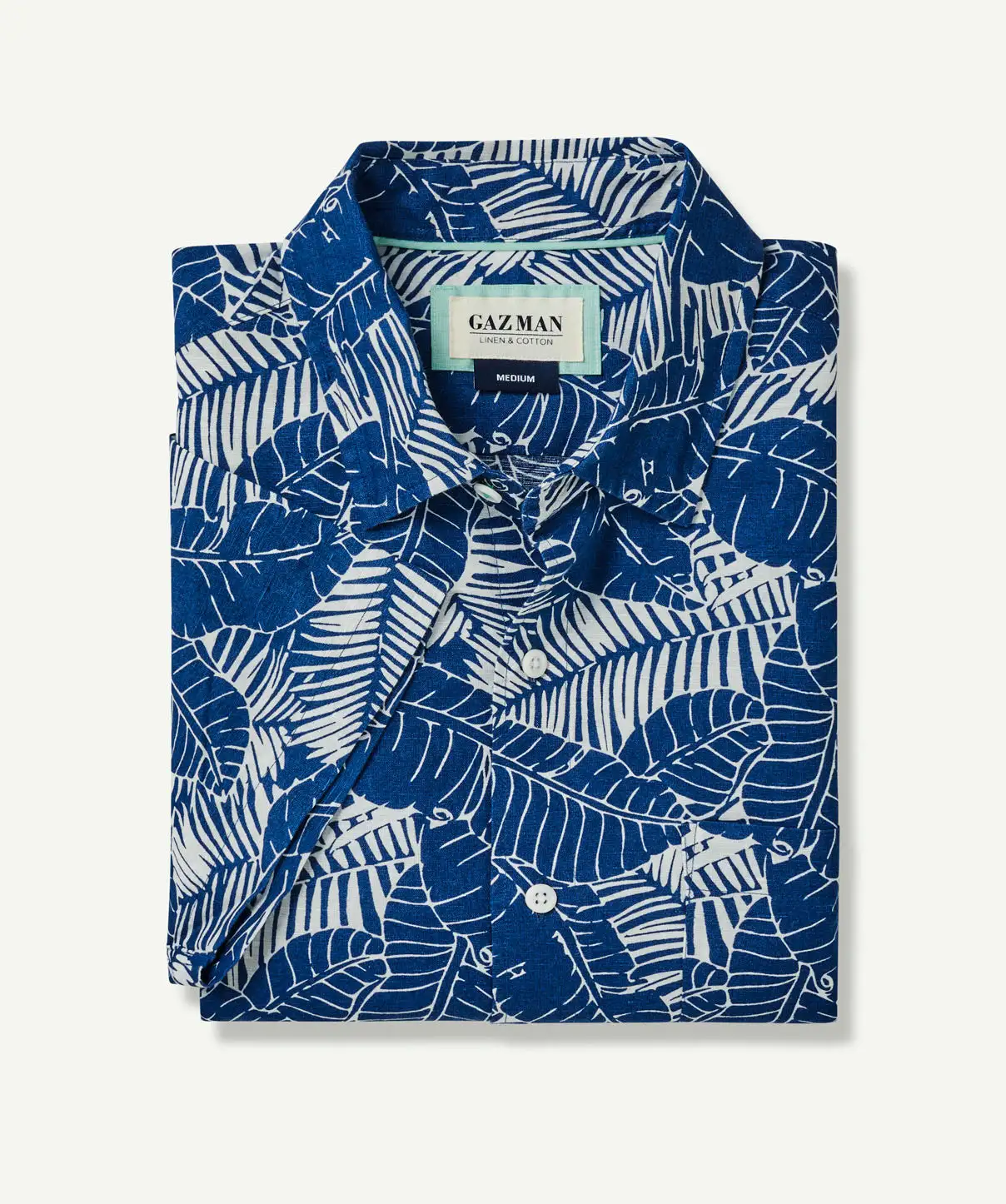 Gazman Linen Blend Leaf Print Short Sleeve Shirt - Nightshade 4 Gazman Linen Blend Leaf Print Short Sleeve Shirt - Nightshade - Image 2