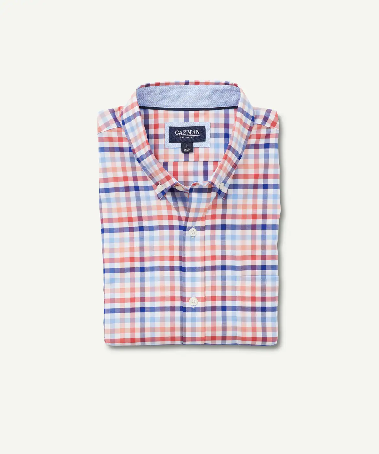 Gazman Tailored Fit Easy Care Check Shirt - Coral 4 Gazman Tailored Fit Easy Care Check Shirt - Coral - Image 2