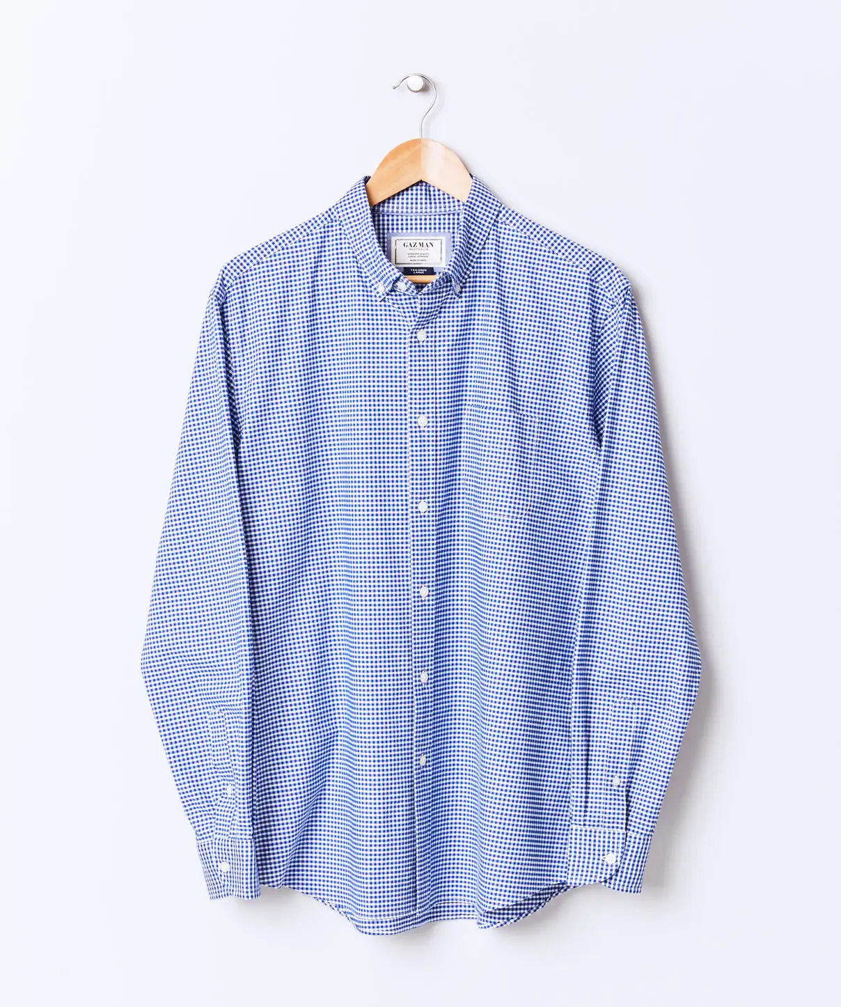 Gazman Tailored Fit Stretch Gingham Shirt - Royal 4 Gazman Tailored Fit Stretch Gingham Shirt - Royal - Image 2