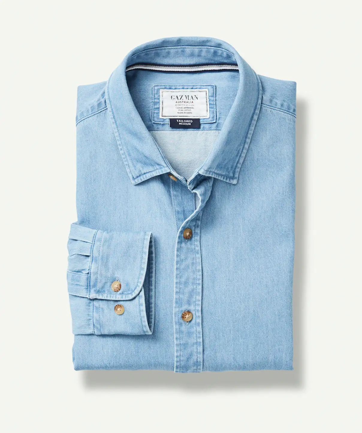 Gazman Tailored Casual Plain Denim Long Sleeve Shirt - Denim 4 Gazman Tailored Casual Plain Denim Long Sleeve Shirt - Denim - Image 2