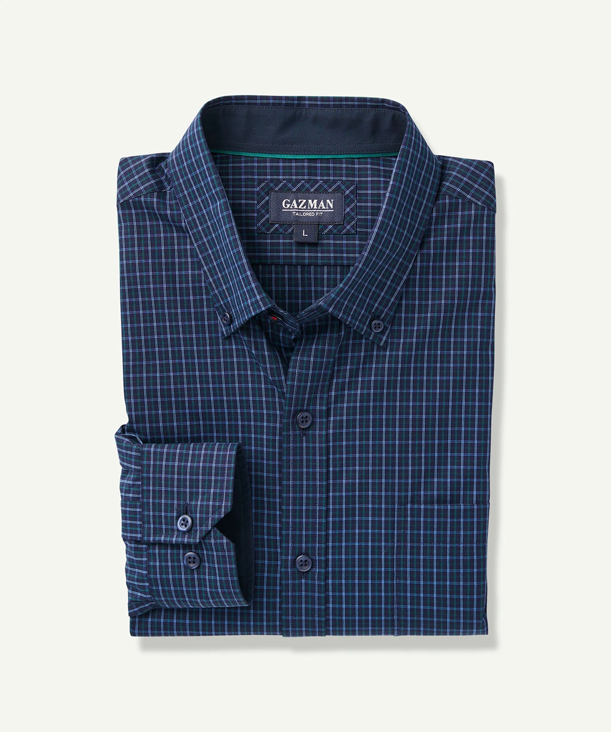 Gazman Tailored Easy Care Check Long Sleeve Shirt - Navy 4 Gazman Tailored Easy Care Check Long Sleeve Shirt - Navy - Image 2