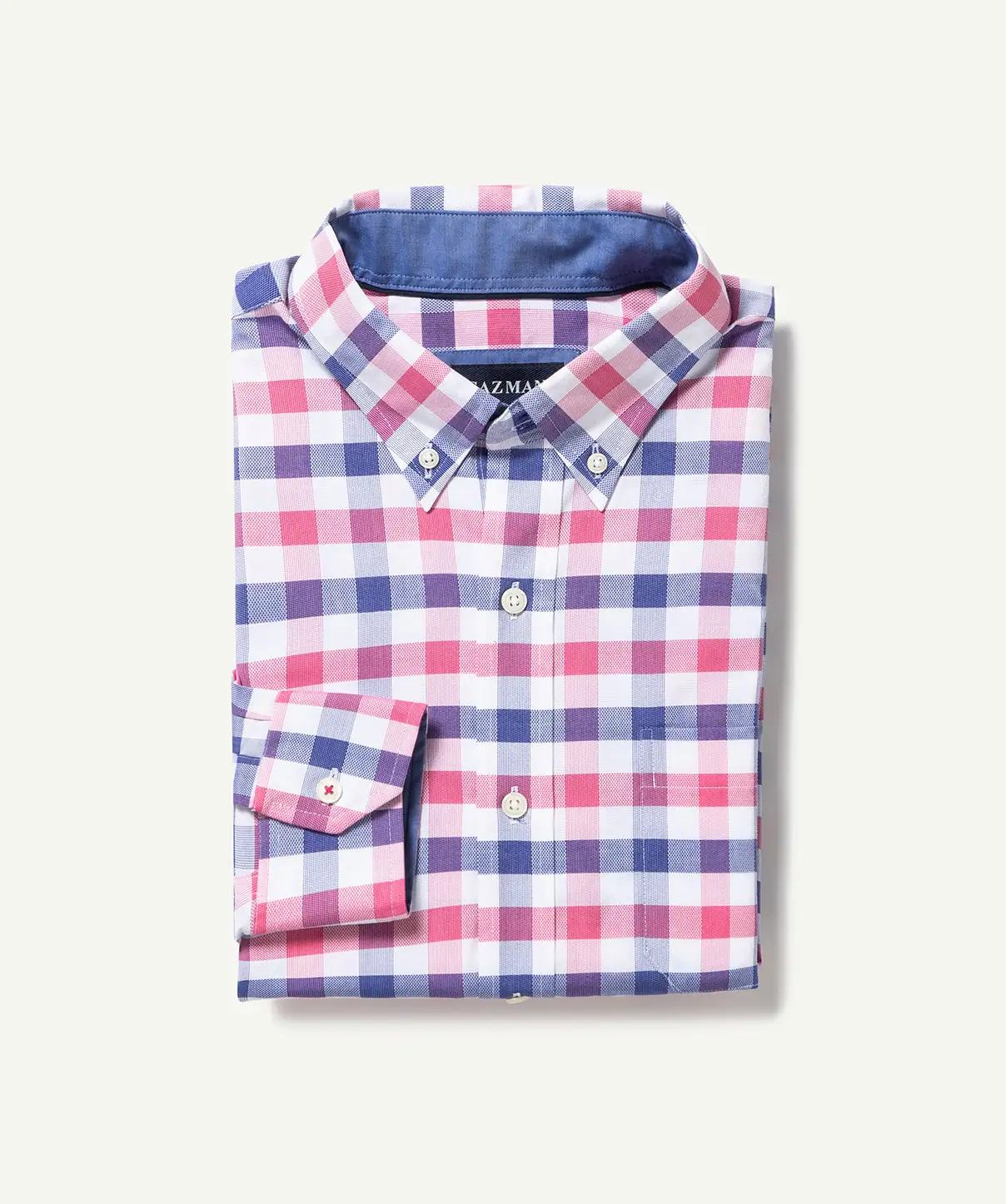 Gazman Easy Care Dobby Check Long Sleeve Shirt - Watermelon 4 Gazman Easy Care Dobby Check Long Sleeve Shirt - Watermelon - Image 2