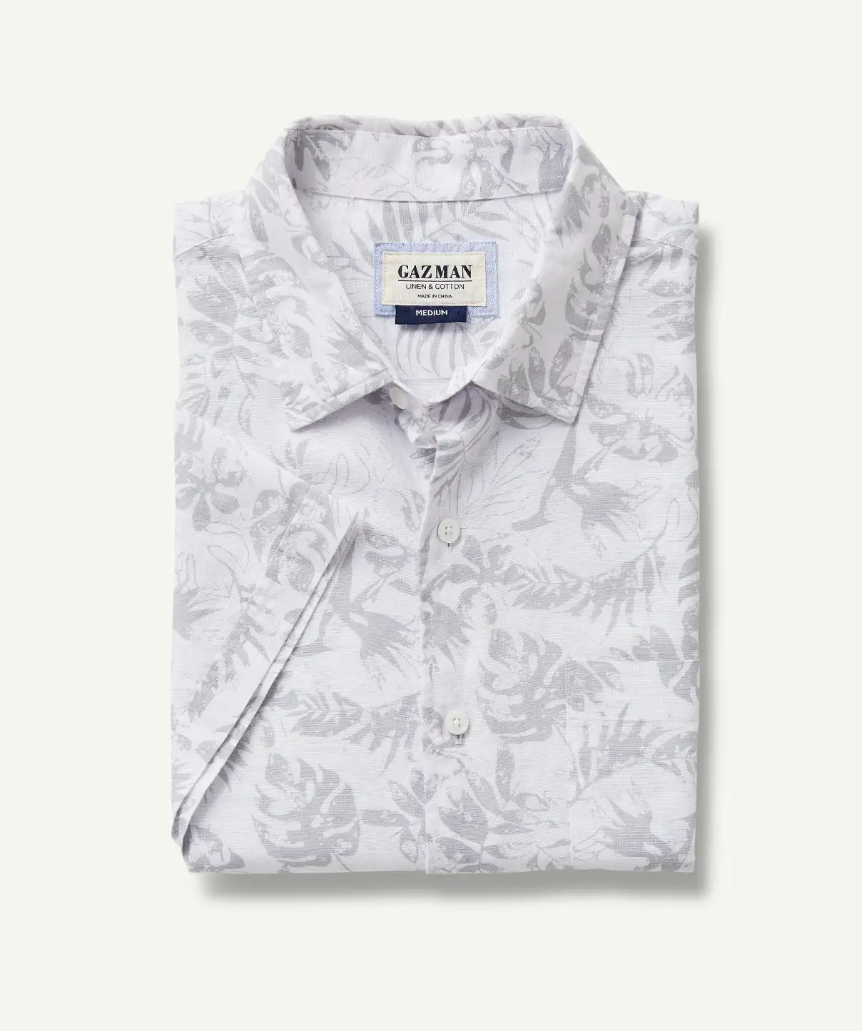 Gazman Linen Blend Floral Short Sleeve Shirt - Dove 4 Gazman Linen Blend Floral Short Sleeve Shirt - Dove - Image 2