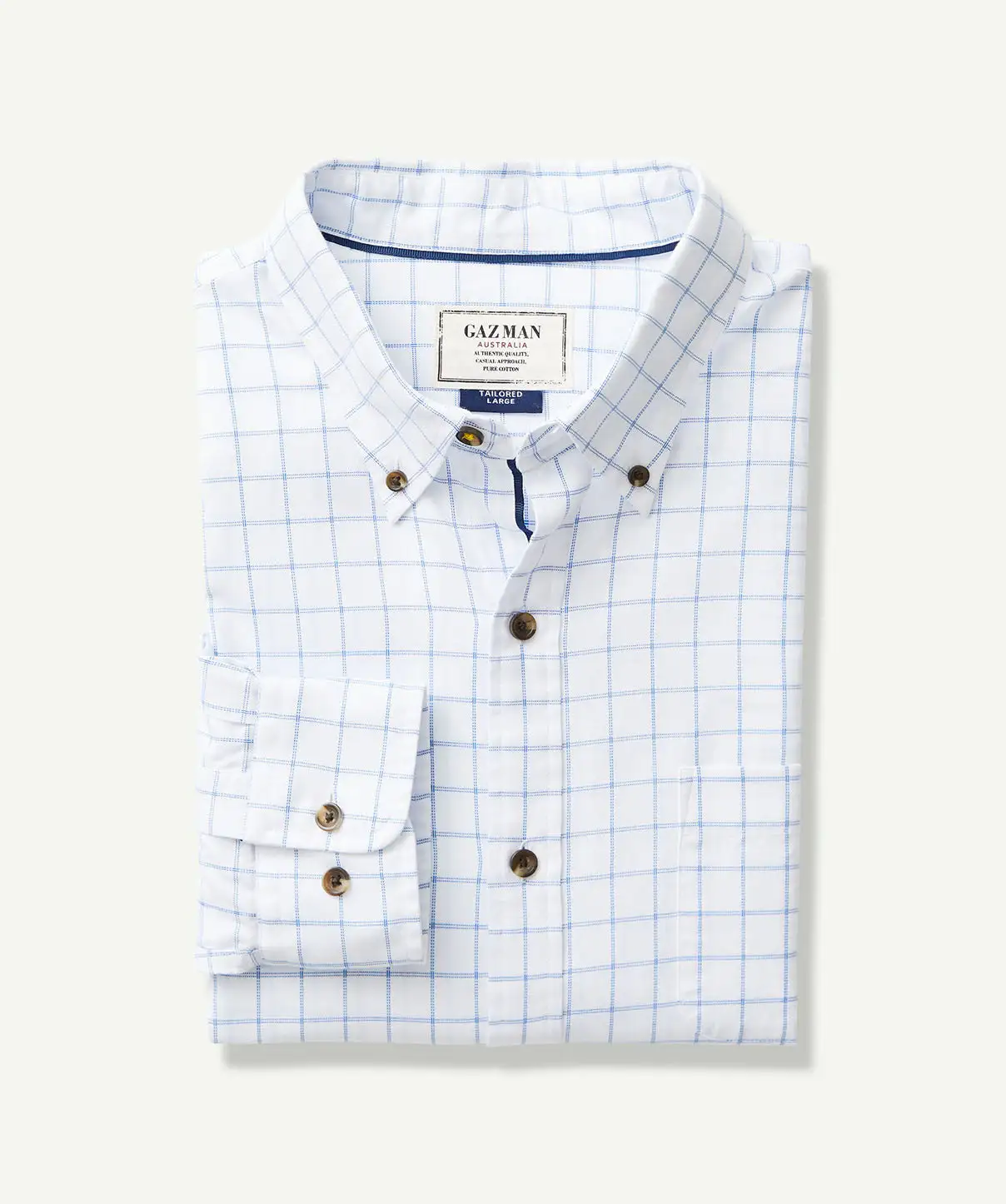 Gazman Tailored Casual Oxford Check Long Sleeve Shirt - White 4 Gazman Tailored Casual Oxford Check Long Sleeve Shirt - White - Image 2