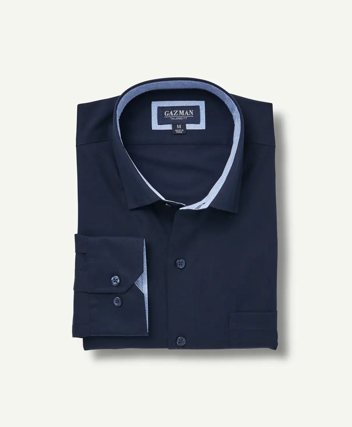 Gazman Tailored Fit Easy Care Plain Twill Shirt - Navy 4 Gazman Tailored Fit Easy Care Plain Twill Shirt - Navy - Image 2