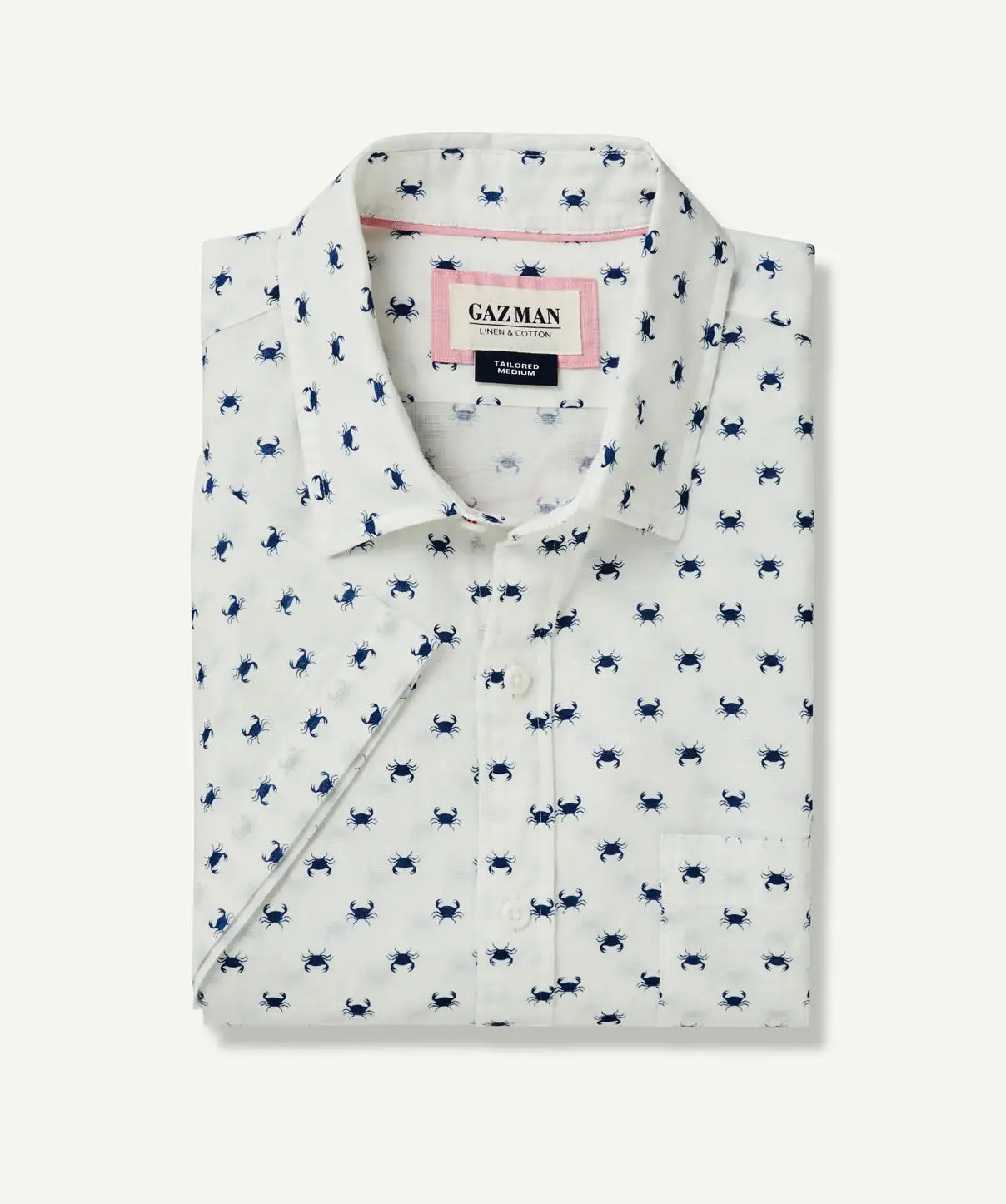 Gazman Tailored Linen Blend Crab Short Sleeve Shirt - White 4 Gazman Tailored Linen Blend Crab Short Sleeve Shirt - White - Image 2