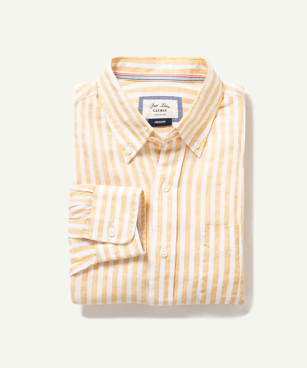 Gazman Linen Bengal Stripe Long Sleeve Shirt - Mineral Yellow 4 Gazman Linen Bengal Stripe Long Sleeve Shirt - Mineral Yellow - Image 2