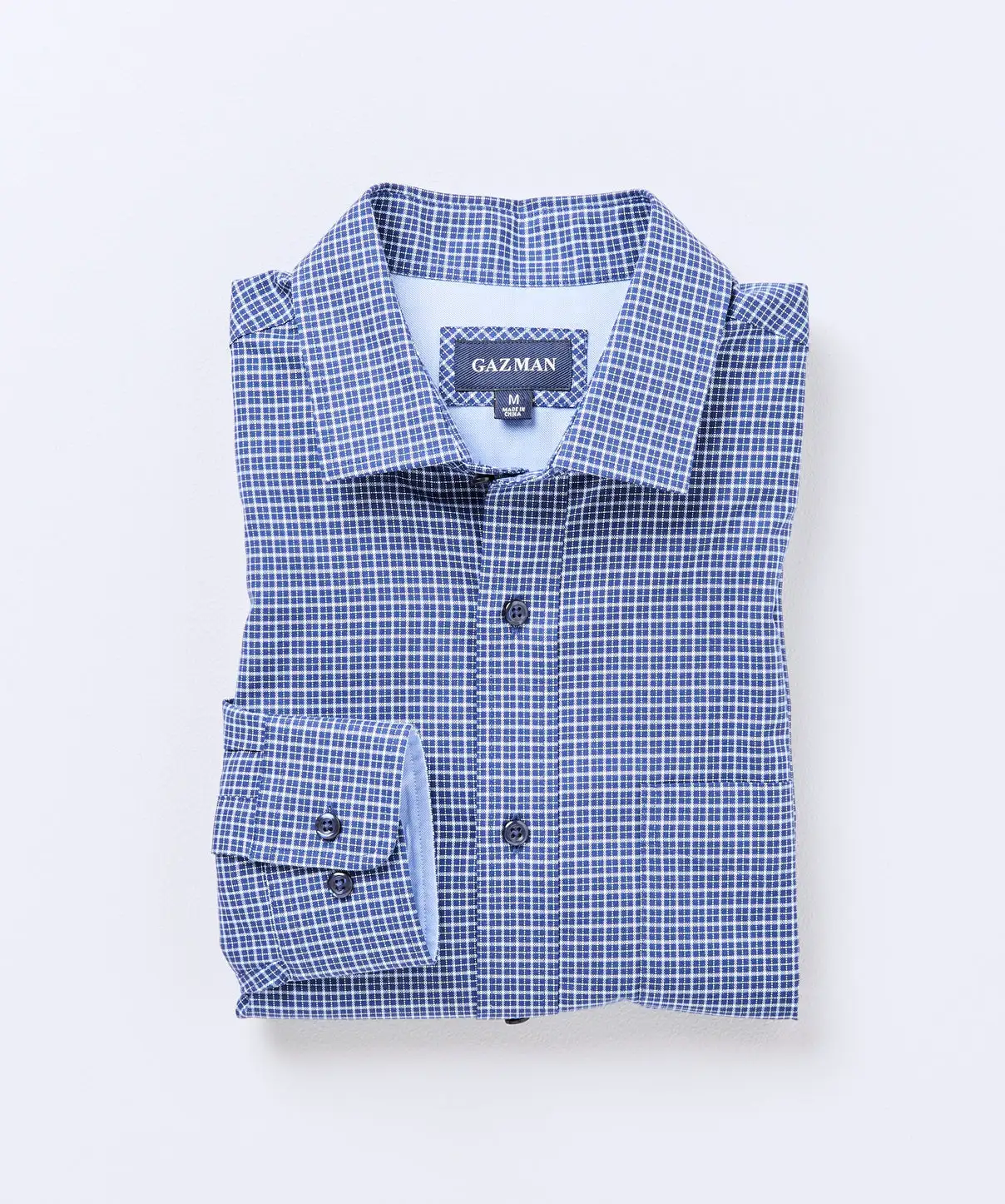 Gazman Easy Care Oxford Check Shirt - Navy 4 Gazman Easy Care Oxford Check Shirt - Navy - Image 2