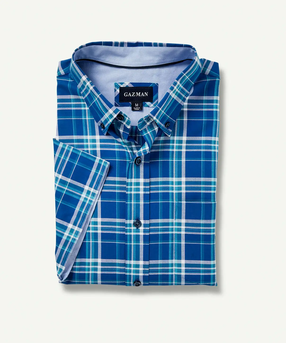 Gazman Easy Care Oxford Check Short Sleeve Shirt - Cobalt 4 Gazman Easy Care Oxford Check Short Sleeve Shirt - Cobalt - Image 2