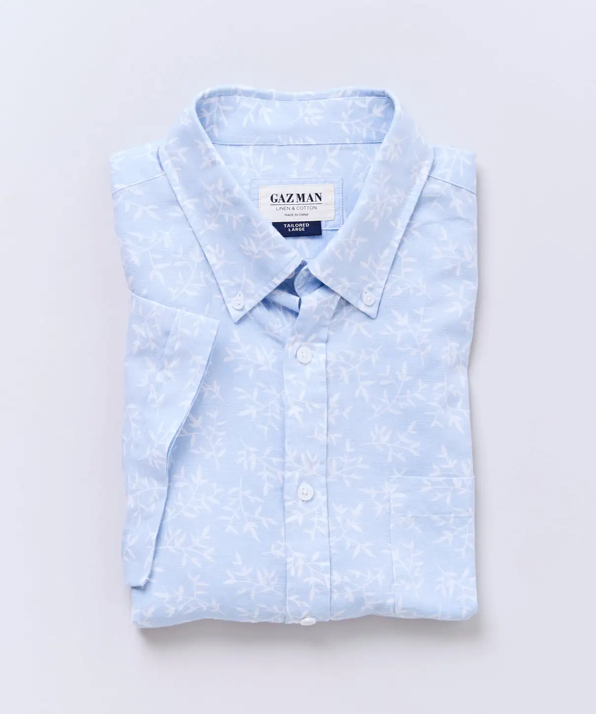 Gazman Tailored Fit Linen Blend Short Sleeve Shirt - Sky Blue 4 Gazman Tailored Fit Linen Blend Short Sleeve Shirt - Sky Blue - Image 2