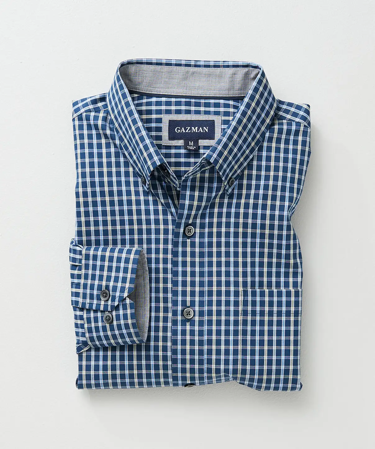Gazman Easy Care Oxford Check Shirt - Teal 4 Gazman Easy Care Oxford Check Shirt - Teal - Image 2