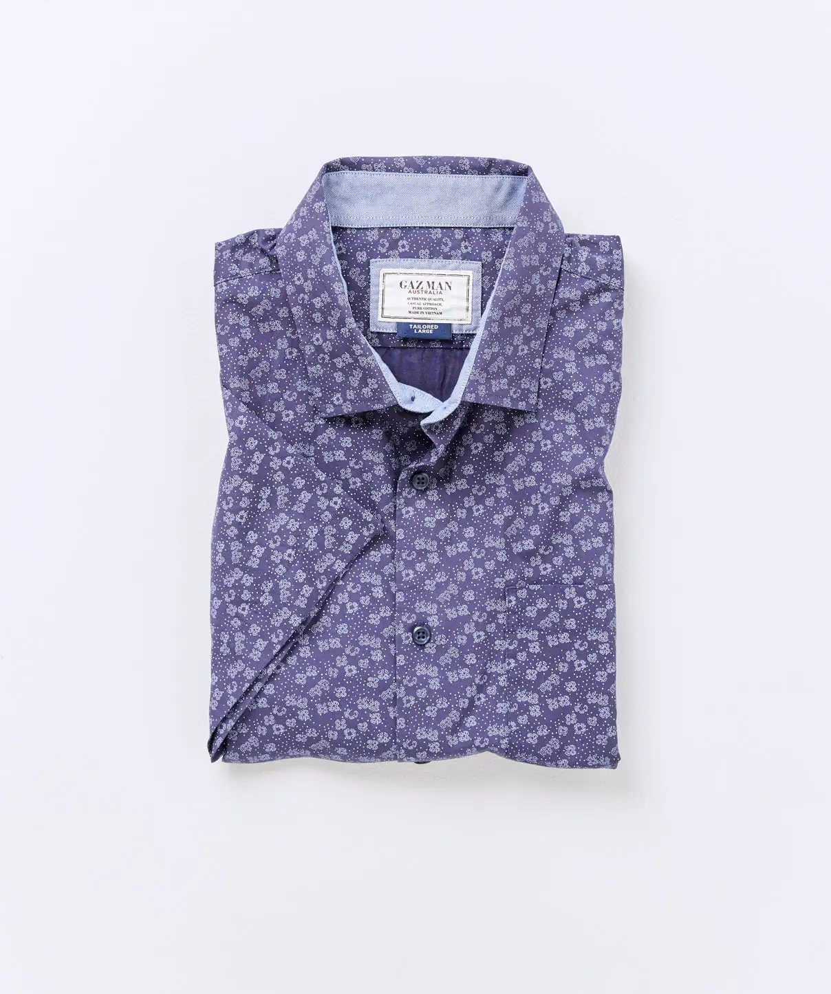 Gazman Tailored Fit Floral Dot Short Sleeve Shirt - Navy 4 Gazman Tailored Fit Floral Dot Short Sleeve Shirt - Navy - Image 2