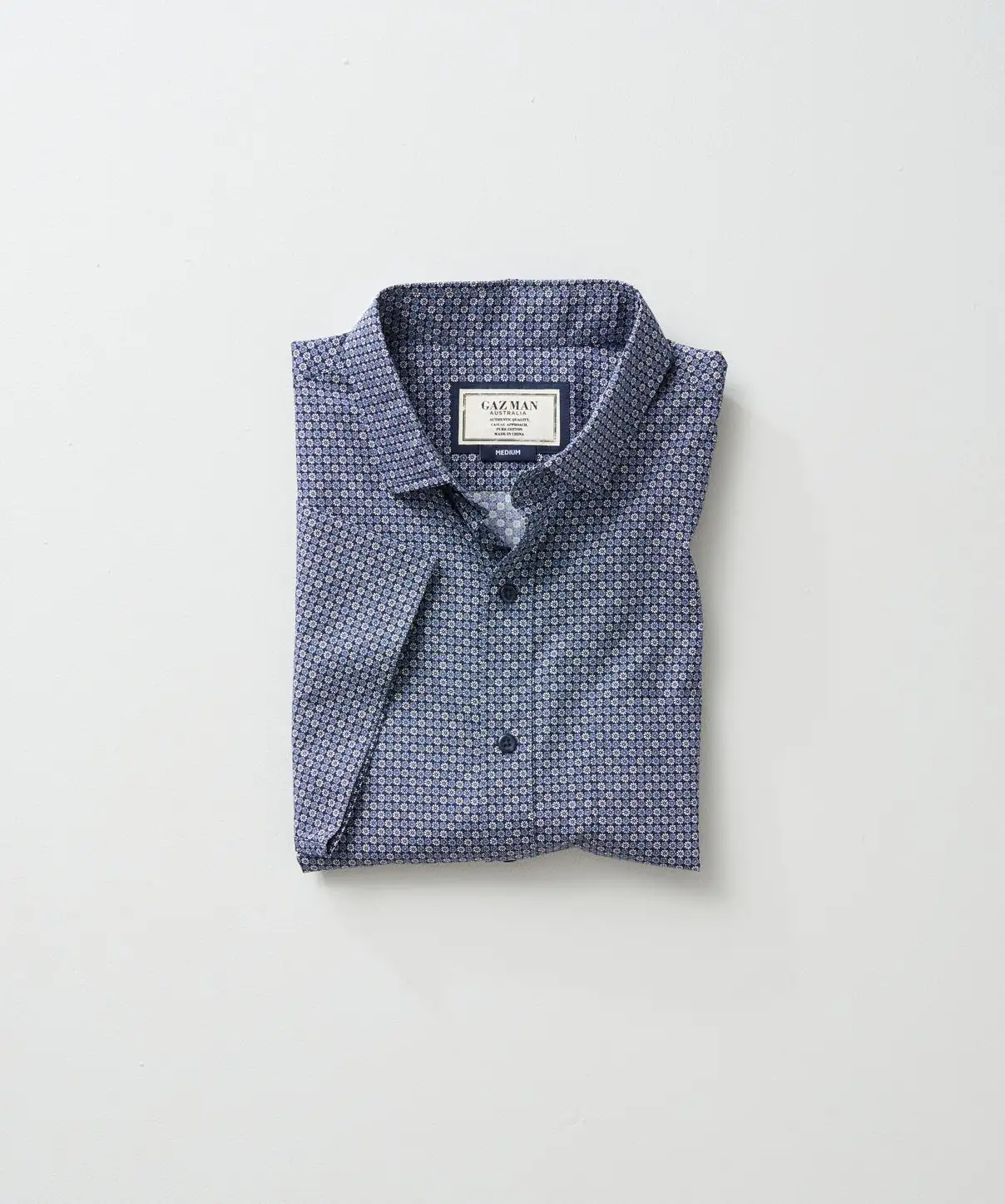 Gazman Flower Tile Print Short Sleeve Shirt - Blue 4 Gazman Flower Tile Print Short Sleeve Shirt - Blue - Image 2