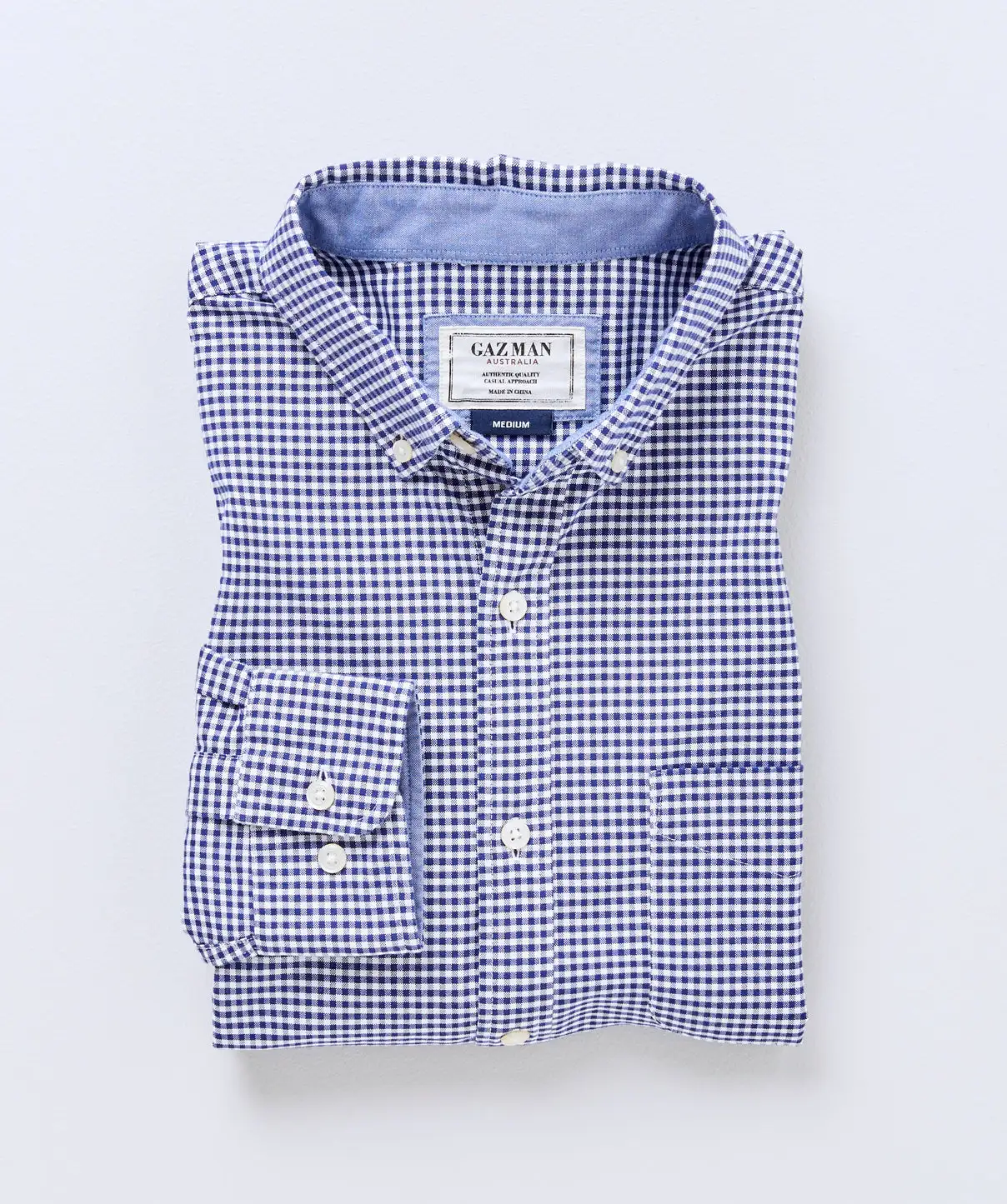 Gazman Casual Stretch Gingham Shirt - Navy 4 Gazman Casual Stretch Gingham Shirt - Navy - Image 2