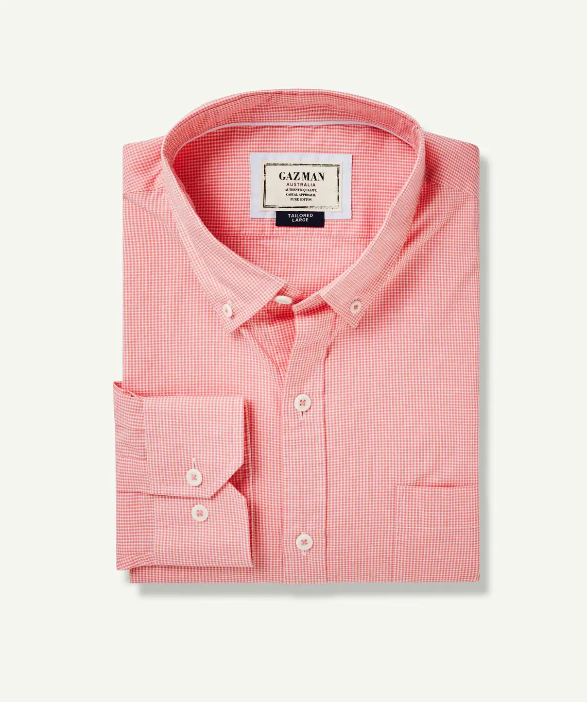 Gazman Tailored Featherweight Gingham Long Sleeve Shirt - Flamingo 4 Gazman Tailored Featherweight Gingham Long Sleeve Shirt - Flamingo - Image 2