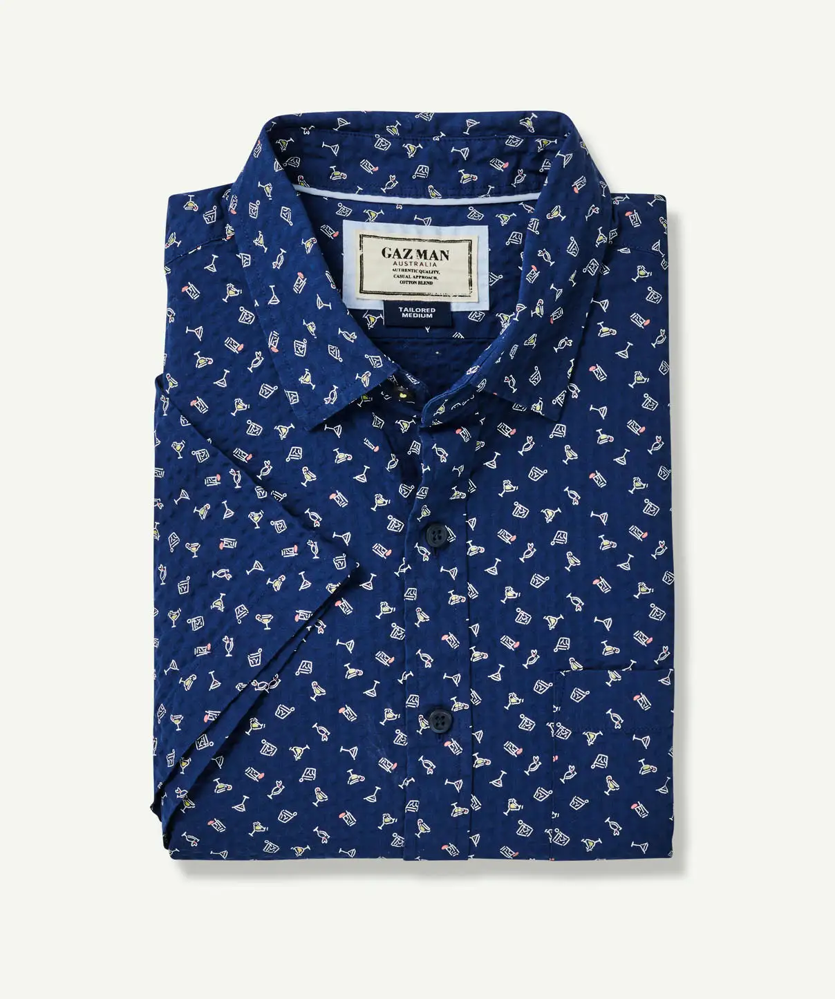 Gazman Tailored Seersucker Print Short Sleeve Shirt - Nightshade 4 Gazman Tailored Seersucker Print Short Sleeve Shirt - Nightshade - Image 2