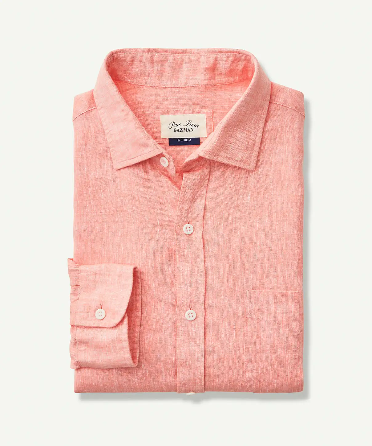 Gazman Linen Plain Long Sleeve Shirt - Guava 4 Gazman Linen Plain Long Sleeve Shirt - Guava - Image 2