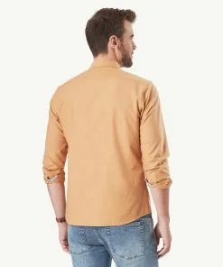 Gazman Tailored Casual Oxford Long Sleeve Shirt - Tobacco -Cheap Accessories Store 3 42788