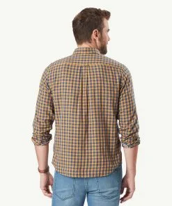 Gazman Casual Double Faced Check Long Sleeve Shirt - Golden Yellow -Cheap Accessories Store 3 42824