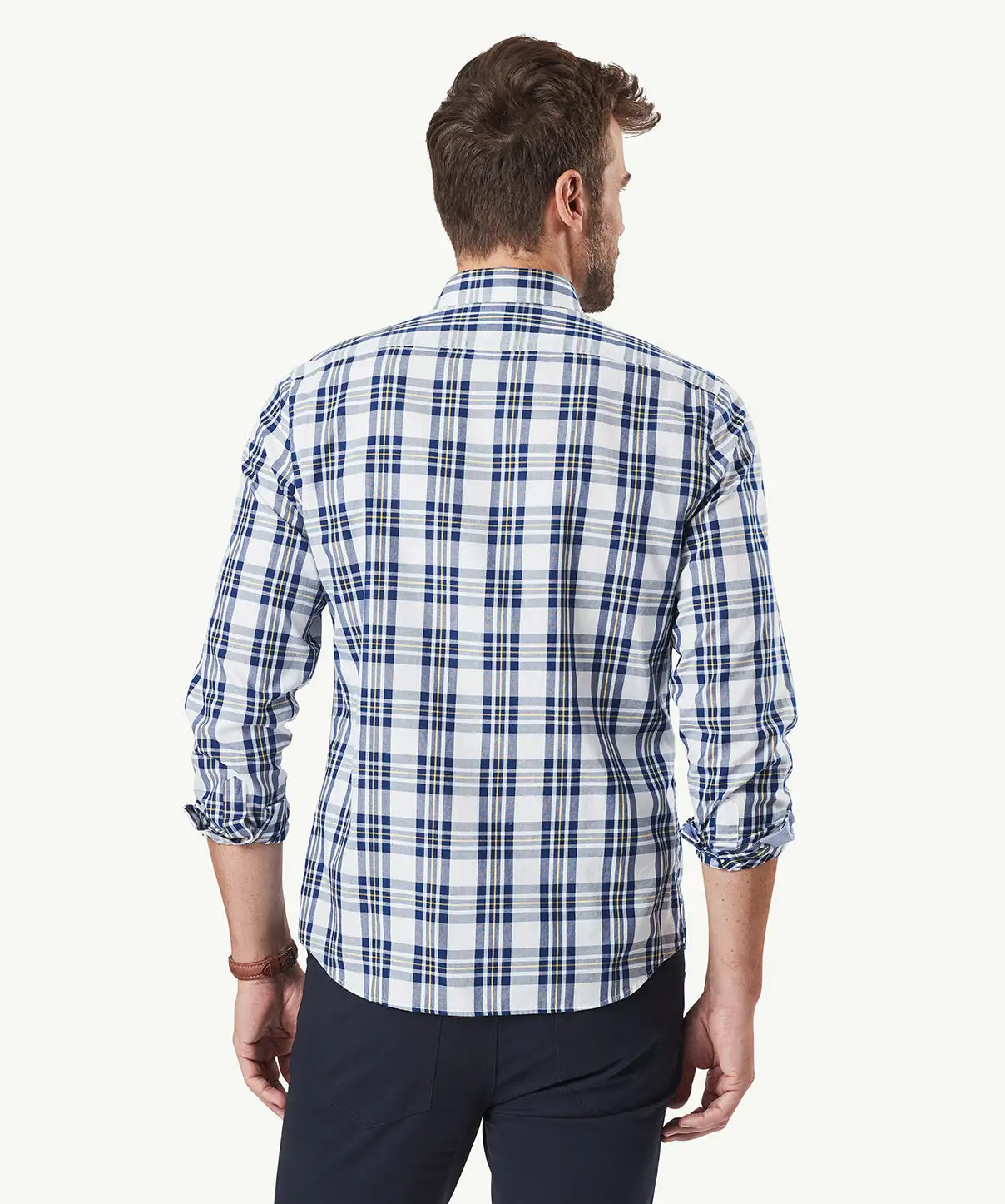 Gazman Tailored Casual Oxford Check Long Sleeve Shirt - Navy 5 Gazman Tailored Casual Oxford Check Long Sleeve Shirt - Navy - Image 3