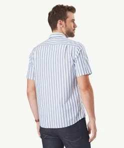 Gazman Casual Bold Stripe Short Sleeve Shirt - Navy Melange -Cheap Accessories Store 3 43347