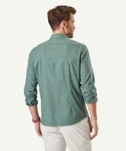 Gazman Tailored Brushed Leaf Print Long Sleeve Shirt - Forest -Cheap Accessories Store 3 44497