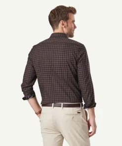 Gazman Tailored Easy Care Herringbone Long Sleeve Shirt - Chocolate 9 Gazman Tailored Easy Care Herringbone Long Sleeve Shirt - Chocolate -Cheap Accessories Store 3 44527