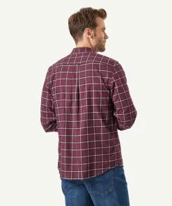 Gazman Brushed Twill Check Long Sleeve Shirt - Wine 9 Gazman Brushed Twill Check Long Sleeve Shirt - Wine -Cheap Accessories Store 3 44542