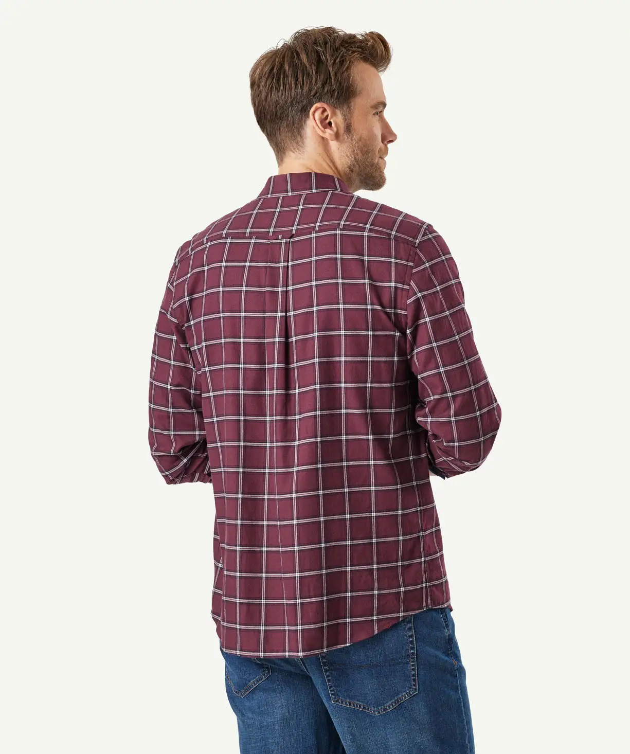 Gazman Brushed Twill Check Long Sleeve Shirt - Wine 5 Gazman Brushed Twill Check Long Sleeve Shirt - Wine - Image 3