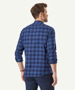 Gazman Tailored Brushed Check Long Sleeve Shirt - Midnight -Cheap Accessories Store 3 44552