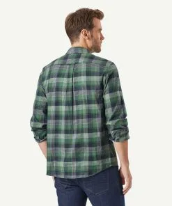 Gazman Brushed Twill Check Long Sleeve Shirt - Forest -Cheap Accessories Store 3 44557