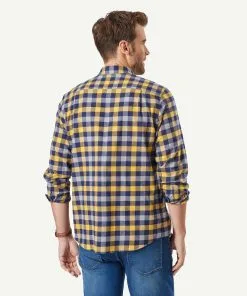 Gazman Brushed Twill Box Check Long Sleeve Shirt - Golden Yellow -Cheap Accessories Store 3 44607