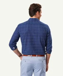Gazman Tailored Oxford Check Long Sleeve Shirt - Navy 9 Gazman Tailored Oxford Check Long Sleeve Shirt - Navy -Cheap Accessories Store 3 46062