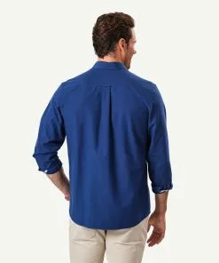 Gazman Plain Casual Oxford Long Sleeve Shirt - French Navy -Cheap Accessories Store 3 46103