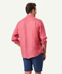 Gazman Pure French Linen Long Sleeve Shirt - Red -Cheap Accessories Store 3 46123