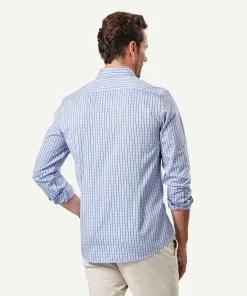 Gazman Tailored Non-Iron Oxford Check Long Sleeve Shirt - Navy -Cheap Accessories Store 3 46143