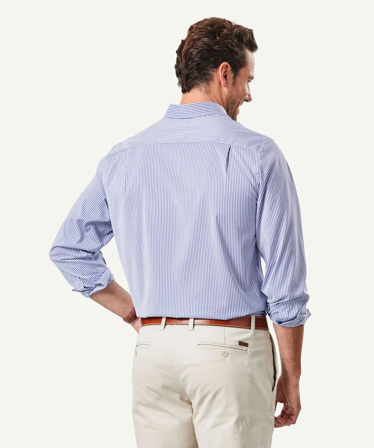 Gazman GAZFLEX Performance Stripe Long Sleeve Shirt - Navy 5 Gazman GAZFLEX Performance Stripe Long Sleeve Shirt - Navy - Image 3