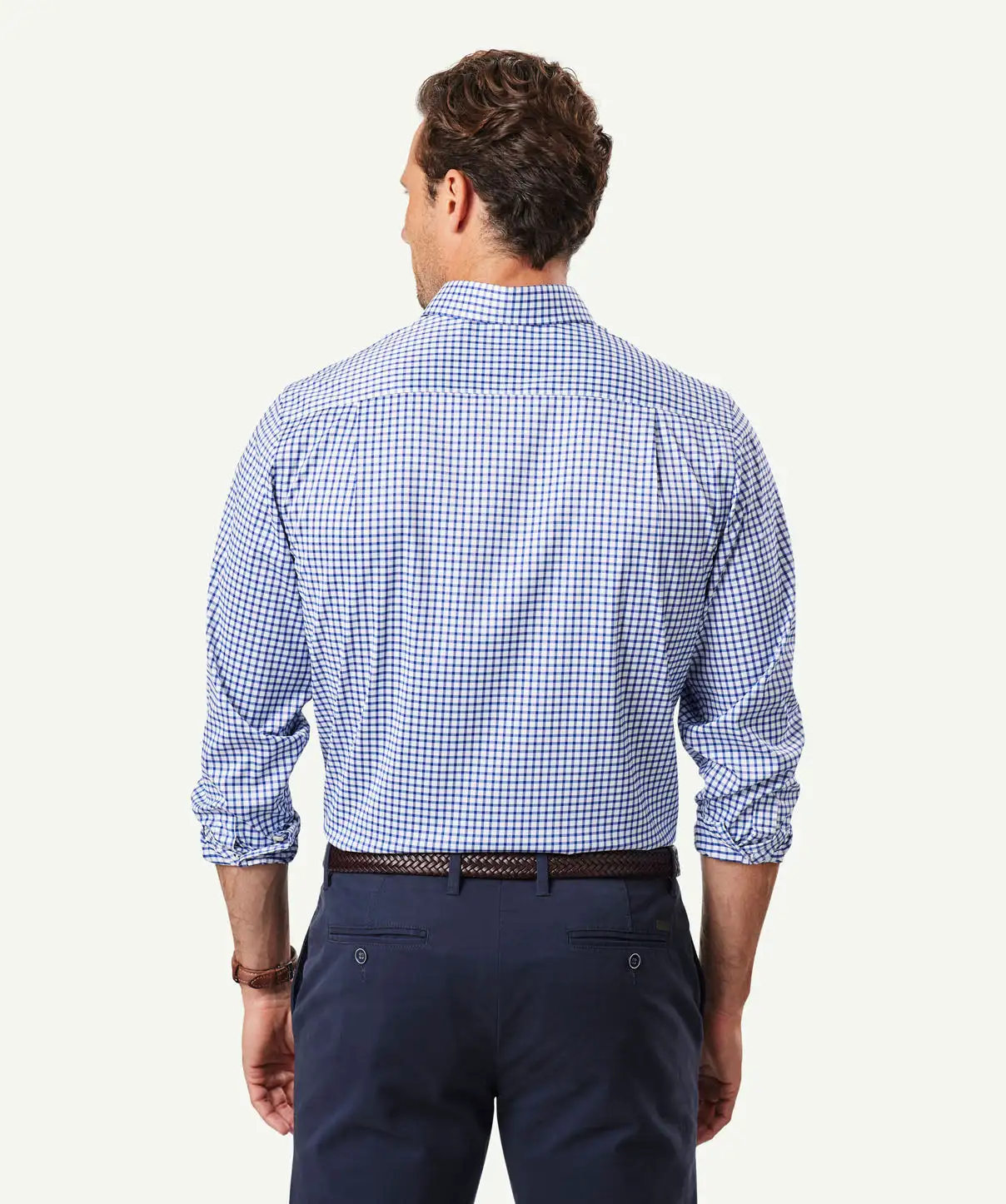 Gazman GAZFLEX Performance Check Long Sleeve Shirt - Navy 5 Gazman GAZFLEX Performance Check Long Sleeve Shirt - Navy - Image 3