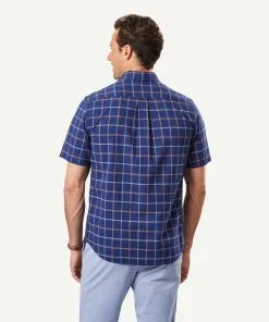 Gazman Casual Madras Check Short Sleeve Shirt - Navy -Cheap Accessories Store 3 46392