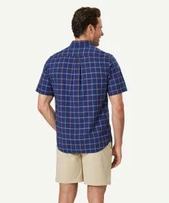 Gazman Casual Madras Check Short Sleeve Shirt - Navy -Cheap Accessories Store 3 46392 96db3537 d714 40b9 a93a 554a2ec72281