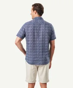 Gazman Linen Blend Fish Print Short Sleeve Shirt - Navy 9 Gazman Linen Blend Fish Print Short Sleeve Shirt - Navy -Cheap Accessories Store 3 46412
