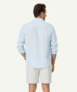 Gazman Pure French Linen Long Sleeve Shirt - Sky Blue -Cheap Accessories Store 3 46891