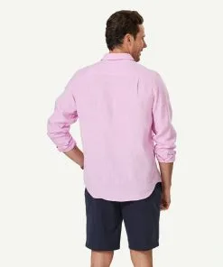 Gazman Pure French Linen Long Sleeve Shirt - Pink -Cheap Accessories Store 3 46896