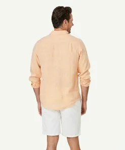 Gazman Pure French Linen Long Sleeve Shirt - Orange -Cheap Accessories Store 3 46901