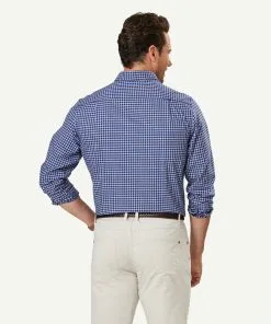 Gazman Easy Care Twill Check Long Sleeve Shirt - Navy -Cheap Accessories Store 3 46954