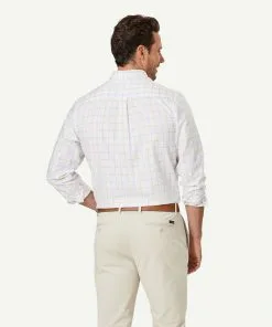 Gazman Easy Care Twill Check Long Sleeve Shirt - White -Cheap Accessories Store 3 46969
