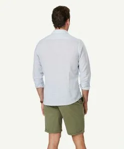 Gazman Tailored Linen Blend Geo Print Long Sleeve Shirt - Pale Blue -Cheap Accessories Store 3 46980