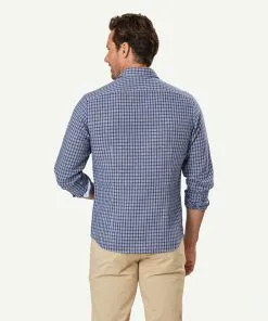 Gazman Tailored Linen Blend Check Long Sleeve Shirt - Navy 9 Gazman Tailored Linen Blend Check Long Sleeve Shirt - Navy -Cheap Accessories Store 3 46986